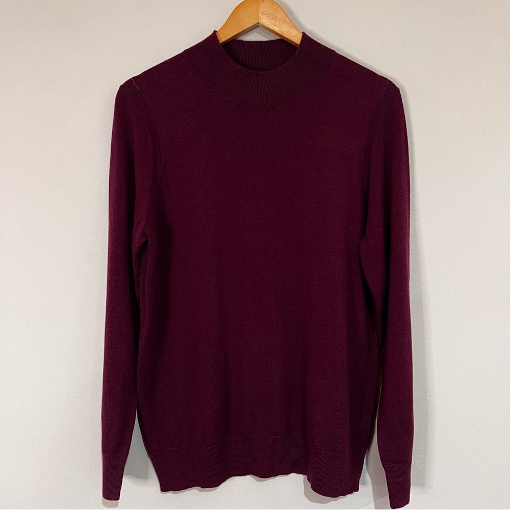 NWT Banana Republic Factory Burgundy Mock Neck Sweater Women’s Size L - Picture 3 of 7